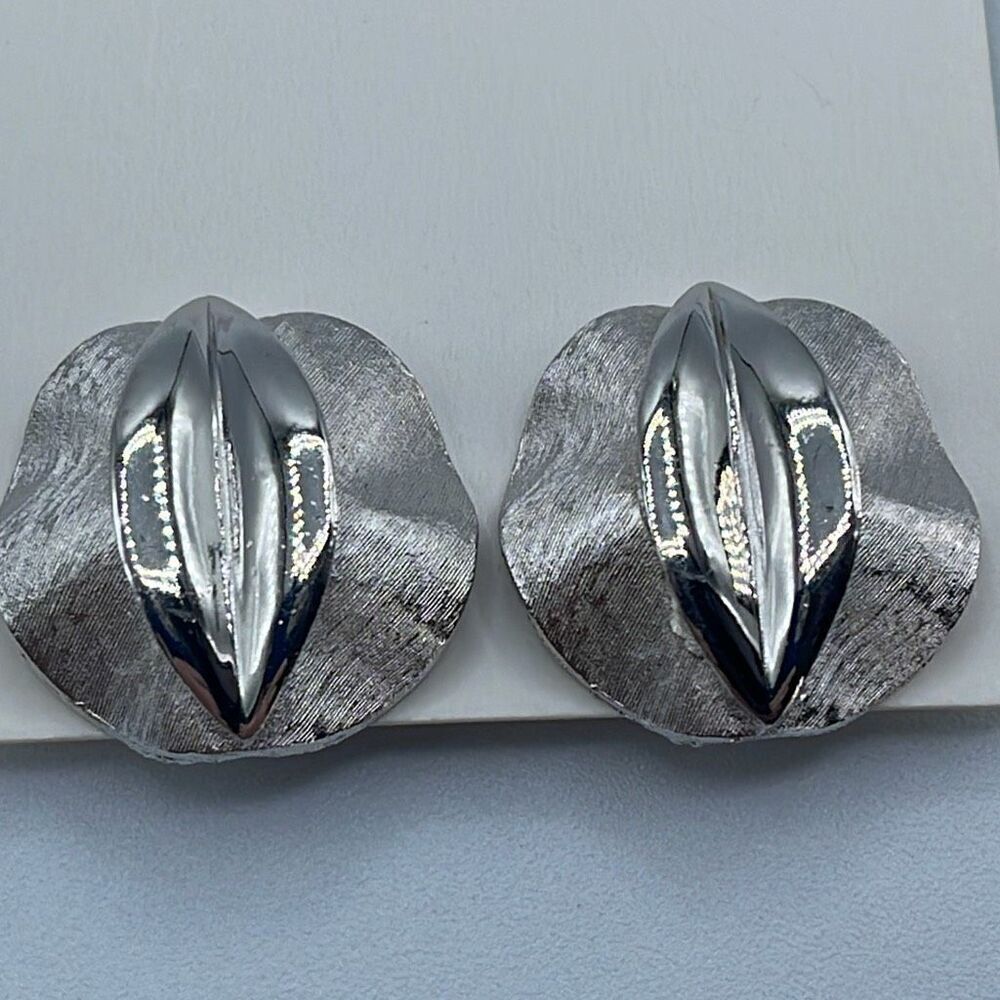 Crown Trifari Art Deco styled clip earrings.